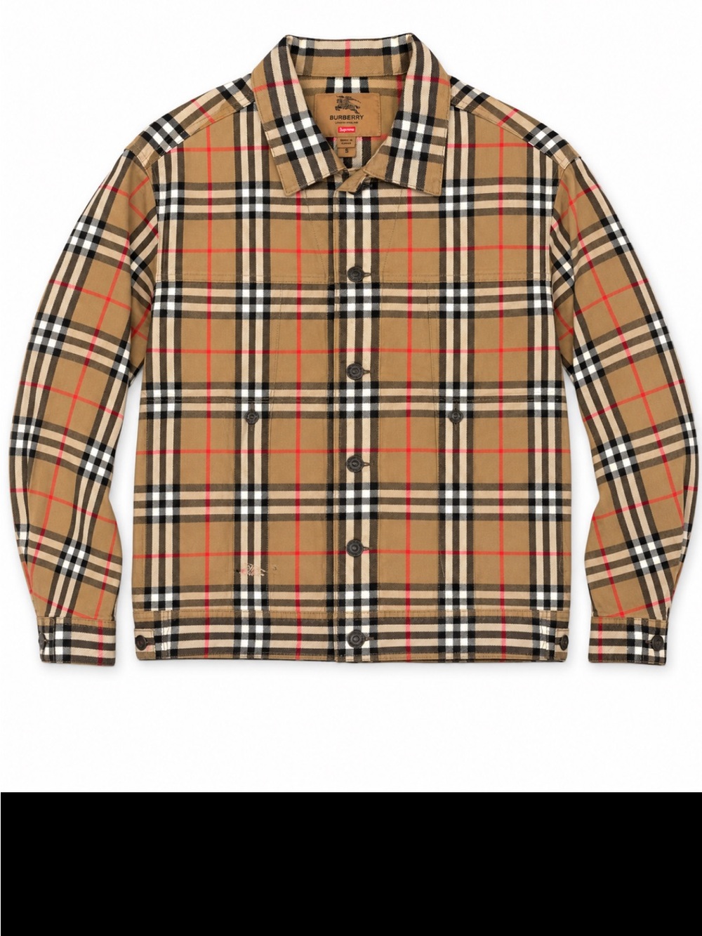 Supreme x Burberry Denim Trucker Jacket – Beige – Size Small